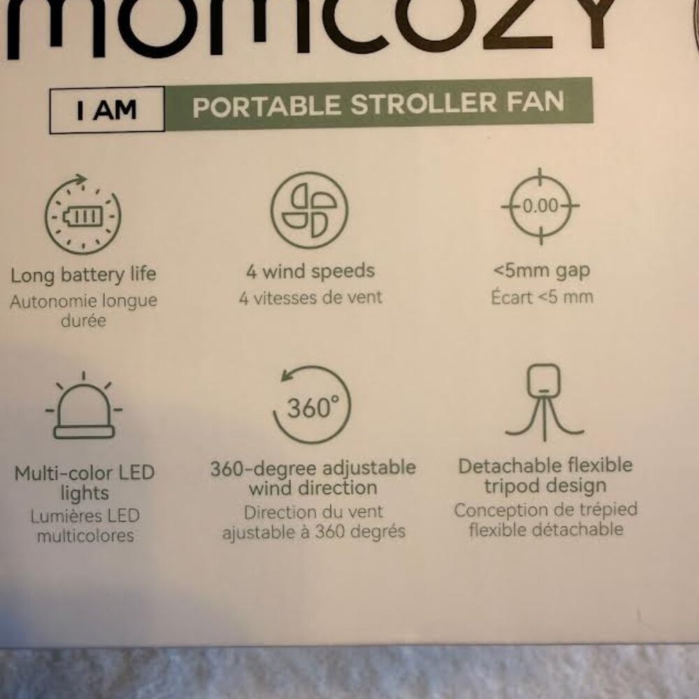 Momcozy 8000mAh Portable Stroller Fan 27H Battery Life, 4 Speed, Sage Green - Picture 8 of 10